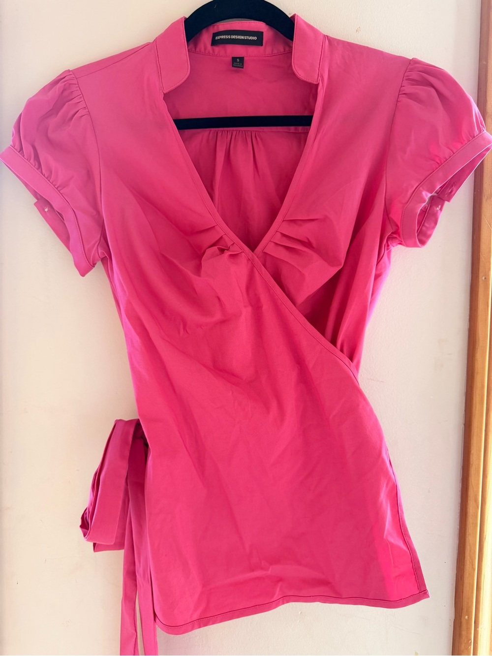 Express Design Studio Pink Wrap Blouse Size Small
